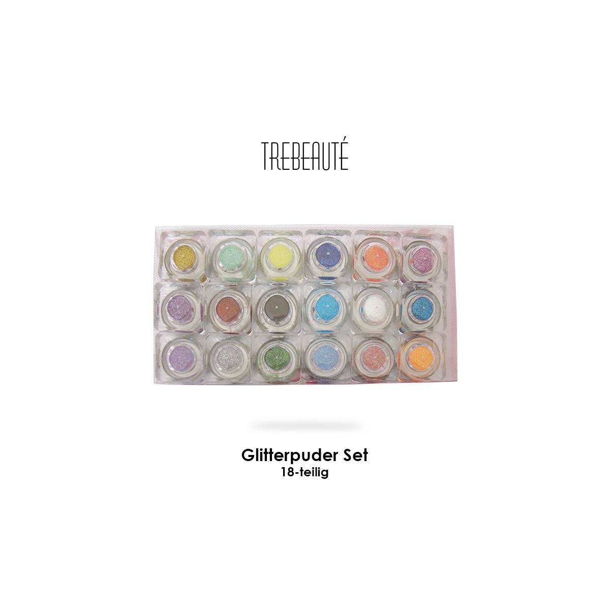 Nailart Set Glitterpuder, 18 Farben