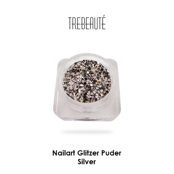 Nailart Glitzer Puder & Glitterstaub, Silver