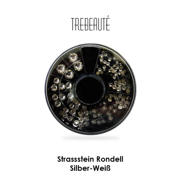 Strassstein Rondell, Silber-Weiß