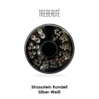 Strassstein Rondell, Silber-Weiß