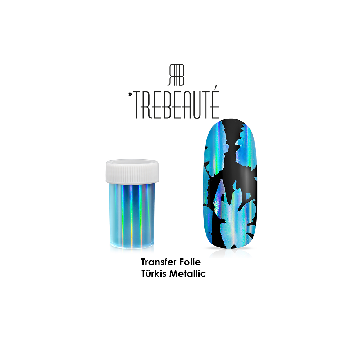 Transfer Nagelfolie Hochglanz - Metallic Türkis
