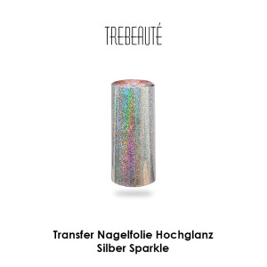 Transfer Nagelfolie Hochglanz - Farbe Silber Sparkle