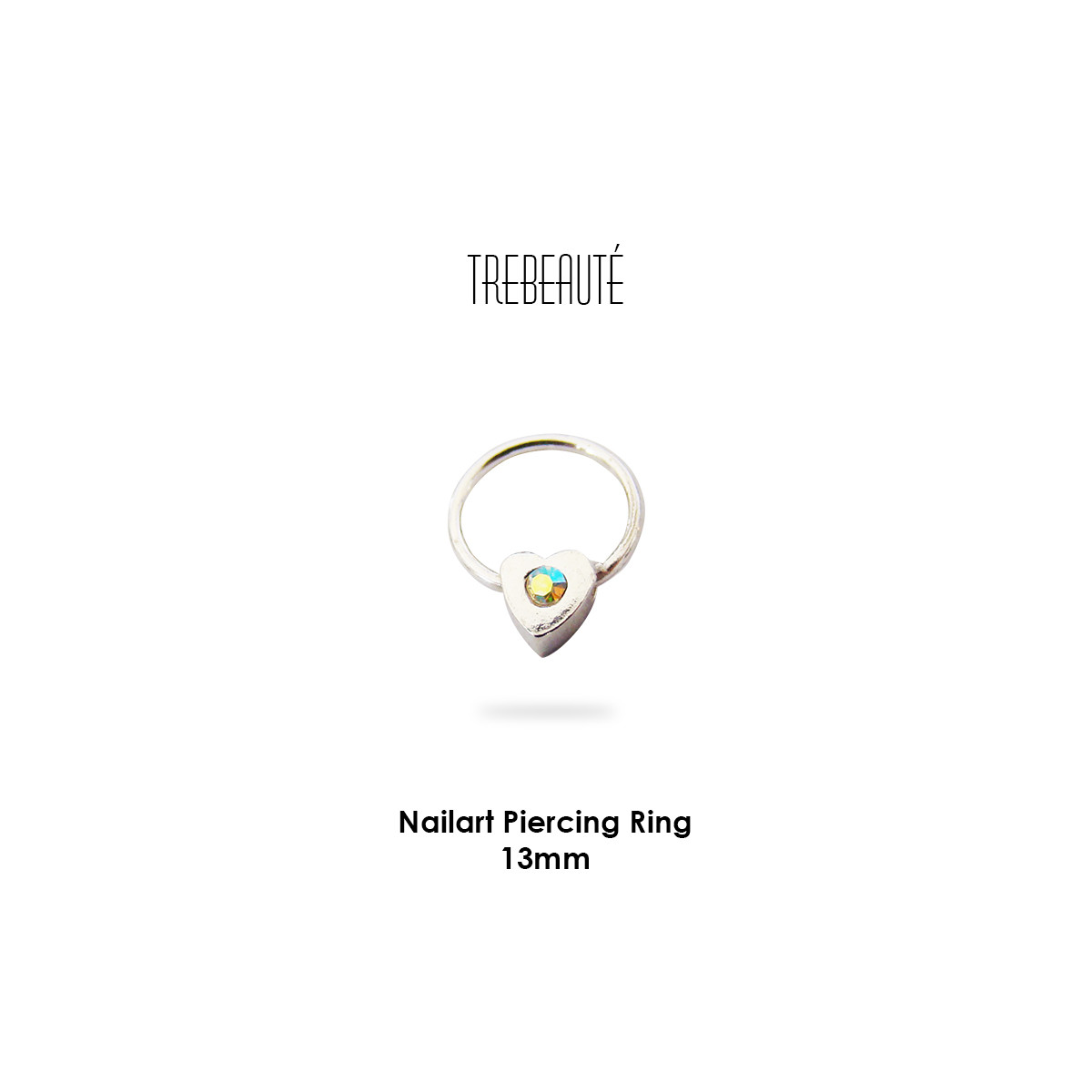 Nailart Piercing Ring mit Herz - Ø 13mm - Silber