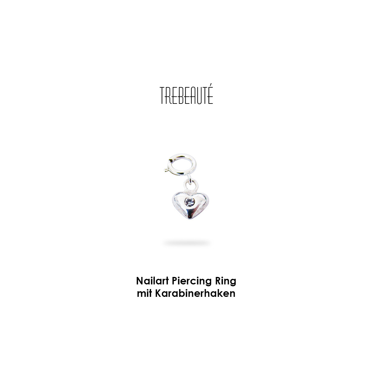 Nailart Piercing Ring mit Herz - Karabinerhaken - 10mm