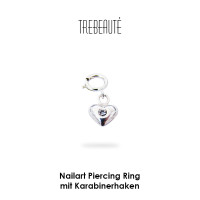 Nailart Piercing Ring mit Herz - Karabinerhaken - 10mm
