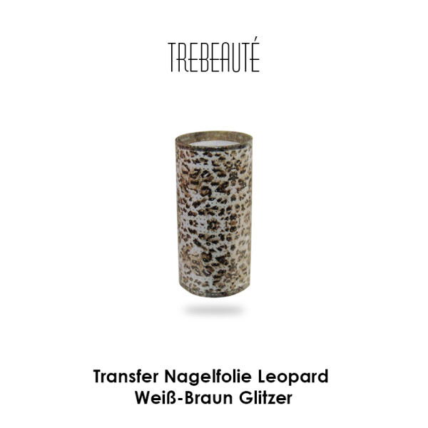 Transfer Nagelfolie - Leopard Weiß-Braun Glitzer