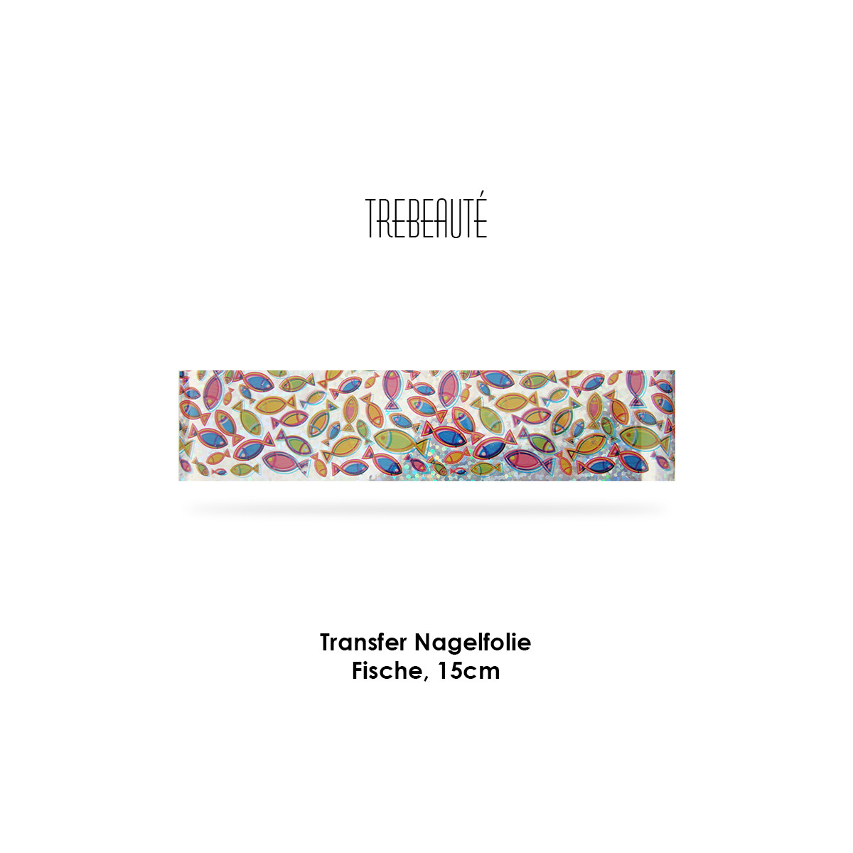 Transfer Nagelfolie - 15cm - Fische / Hintergrund Silber-Iri