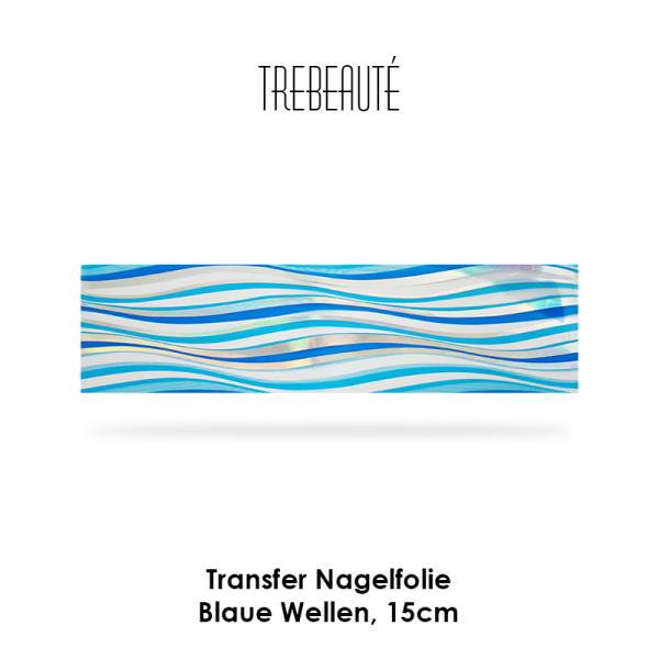 Transfer Nagelfolie - 15cm - Blaue Wellen / Hintergrund Transparent Irisierend