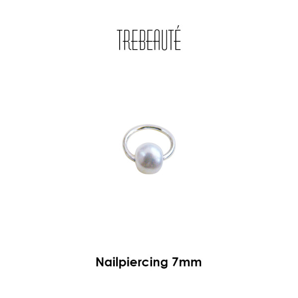 Nailart Piercing Ring mit Perlmutt Kugel - Silber