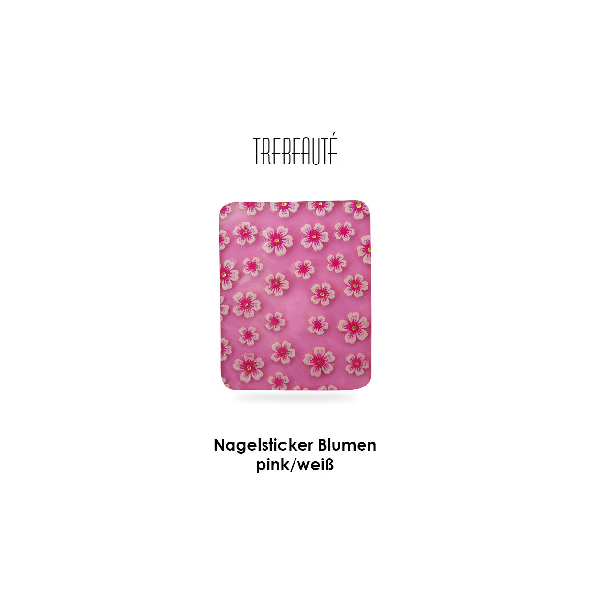 Nagelsticker Blumen Bunt - Pink/weiss