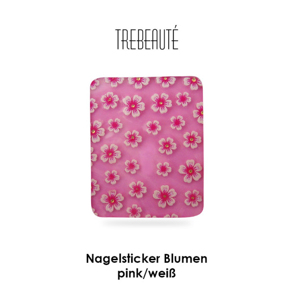 Nagelsticker Blumen Bunt - Pink/weiss