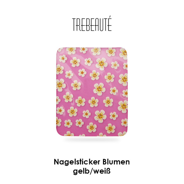 Nagelsticker Blumen Bunt - Gelb/weiss
